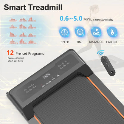 Walking Pad under Desk Treadmill, LED Display and Remote Control Portable Treadmill for Home and Office, 2.5HP 245LBS